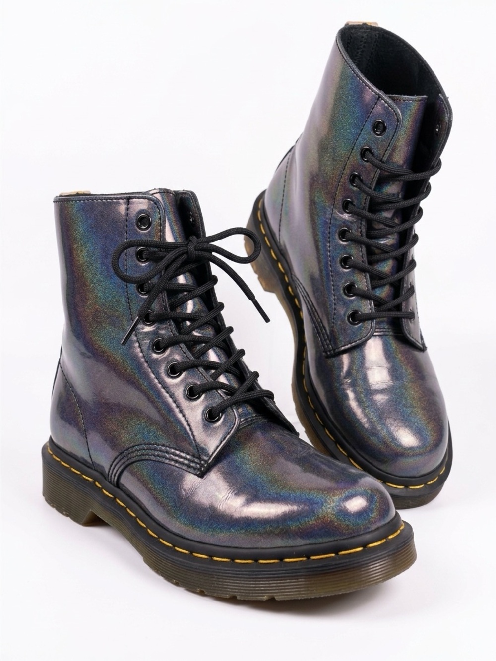 Dr. Martens Vegan 1460 Pascal Boots 8 Eye Holographic Black Size 9